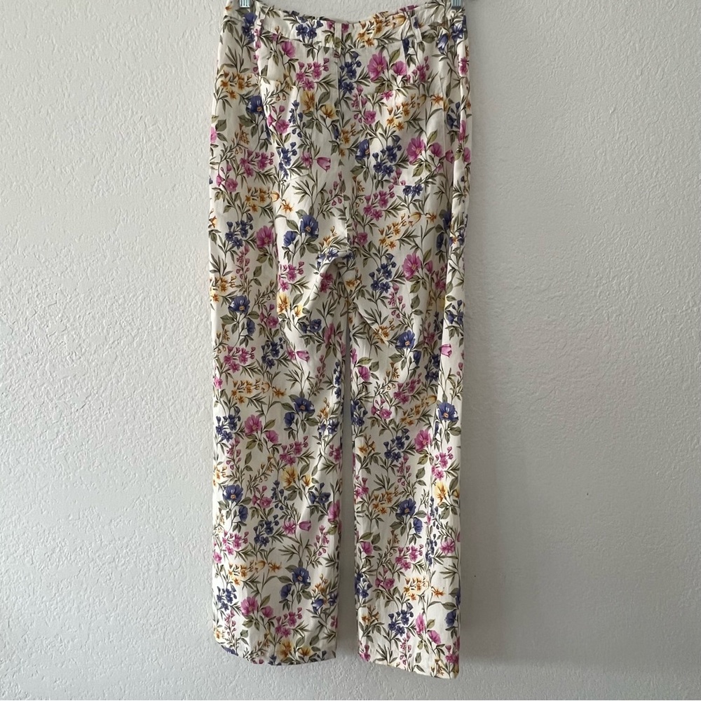 En Saison Valeria Trouser Floral Anthropologie Tencel Linen Blend Women’s Medium - Picture 5 of 8